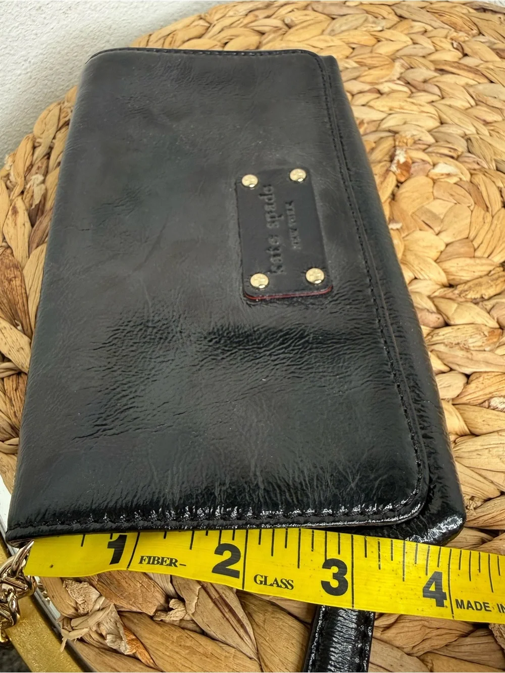 Kate Spade Purse Black Patent Leather Clutch Purse on a Chain Shoulder Strap